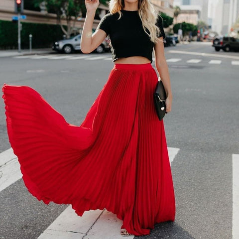 Casual Skirt Girls High Waist Long Skirts