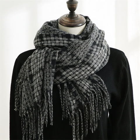 Thickened Warm Tassel Plaid Cashmere Scarves