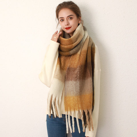 AC Grid Thickened Mohair Cashmere Scarve