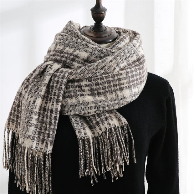 Thickened Warm Tassel Plaid Cashmere Scarves