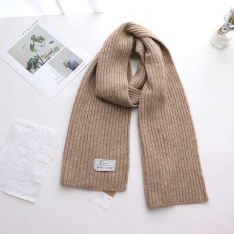 Short Knitted Plain Striped Scarves