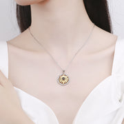 Silver Sunflower Projection Necklace