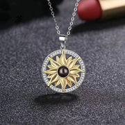 Silver Sunflower Projection Necklace