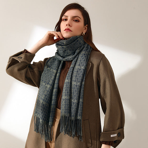 Thickened Warm Tassel Plaid Cashmere Scarves