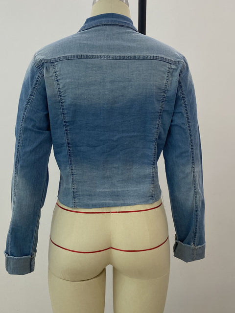 Stretch Denim Jacket Slim Short Jacket