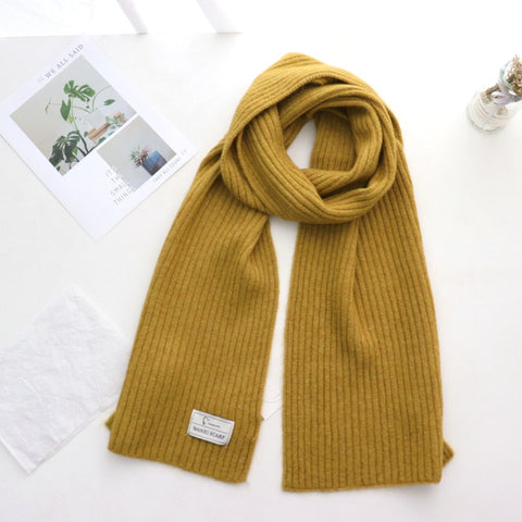 Short Knitted Plain Striped Scarves