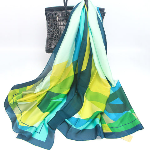 Imitated Silk Scarves Geometric Printed Shawl