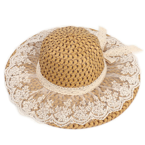 Lace Sun Hats For  Wide Brim Straw Beach